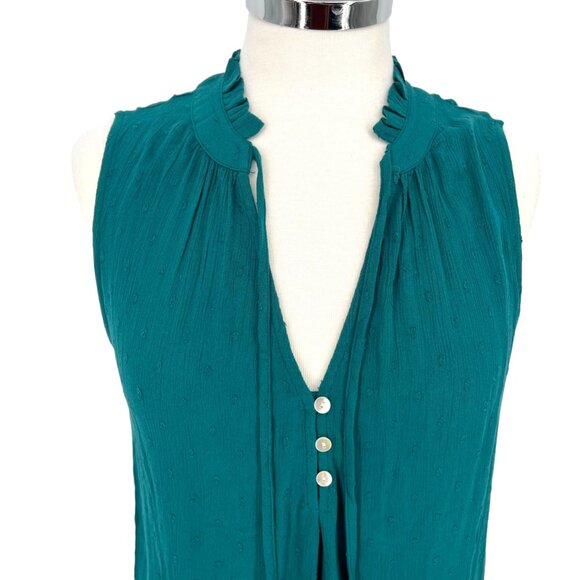 Market & Spruce Swiss Dot Sleeveless Blouse Green Blue Size Small NWT - Picture 2 of 10